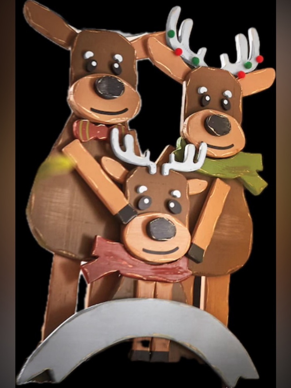 Wooden Reindeer Family Holiday Decor - Brown Light up!